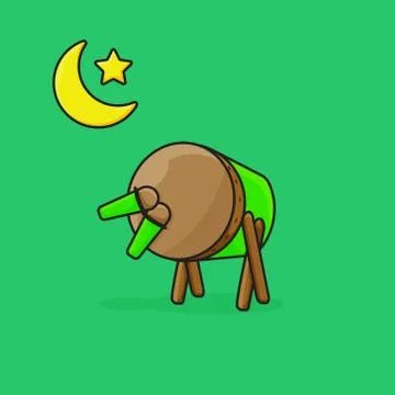 Vector cartoon drum celebrate eid al-fitr - illustration ramadan holy Stock Illustration