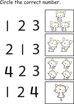 Vector cartoon education learning numbers 123 matching Stock Illustration