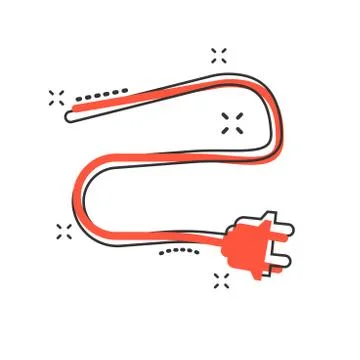 Vector cartoon electric plug sign icon in comic style. Power plug sign illust Stock Illustration