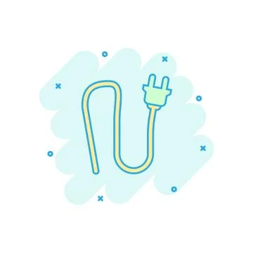 Vector cartoon electric plug sign icon in comic style. Power plug sign illust Stock Illustration