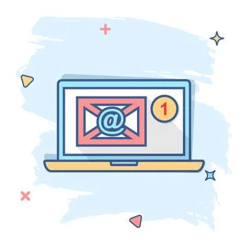 Vector cartoon email envelope message icon in comic style. Mail sign illustra Stock Illustration