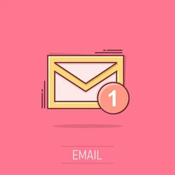 Vector cartoon email envelope message icon in comic style. Mail sign illust.. Stock Illustration
