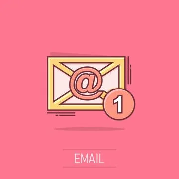 Vector cartoon email envelope message icon in comic style. Mail sign illust.. Illustrazione stock