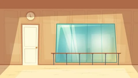 Vector cartoon empty dance-hall with mirrors Stock-Illustration