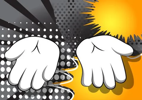 Vector cartoon empty hands. Illustrated hand sign on comic book background. 库存插图