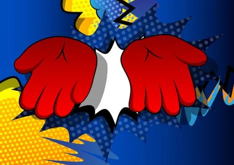 Vector cartoon empty hands. Illustrated hand sign on comic book background. 库存插图