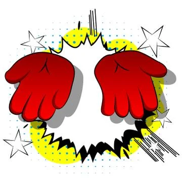 Vector cartoon empty hands. Illustrated hand sign on comic book background. 库存插图