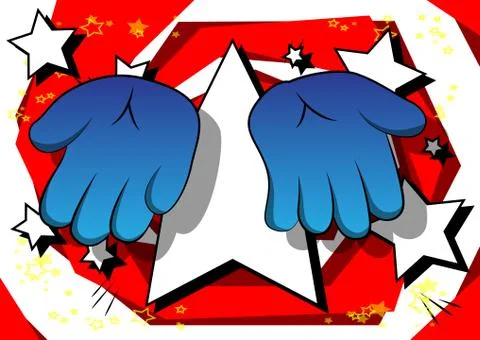 Vector cartoon empty hands. Illustrated hand sign on comic book background. 库存插图