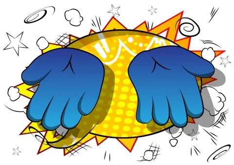 Vector cartoon empty hands. Illustrated hand sign on comic book background. 库存插图