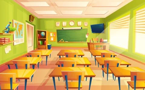 Vector cartoon empty school, college classroom Stock Illustration