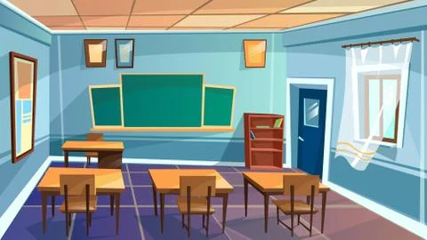 Vector cartoon empty school, college classroom Stock Illustration