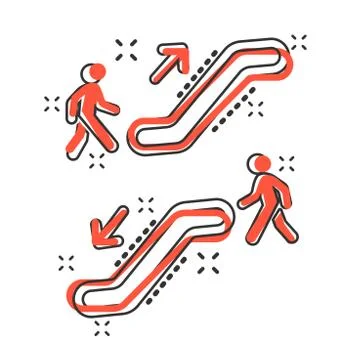 Vector cartoon escalator elevator icon in comic style. Escalator sign illustr 스톡 일러스트