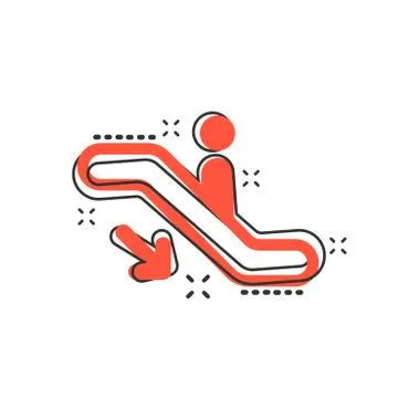 Vector cartoon escalator elevator icon in comic style. Escalator sign illustr Stock Illustration