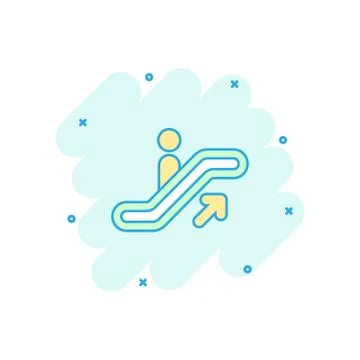Vector cartoon escalator elevator icon in comic style. Escalator sign illustr Stock Illustration