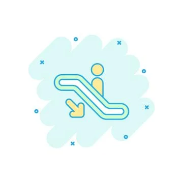 Vector cartoon escalator elevator icon in comic style. Escalator sign illustr Stock Illustration