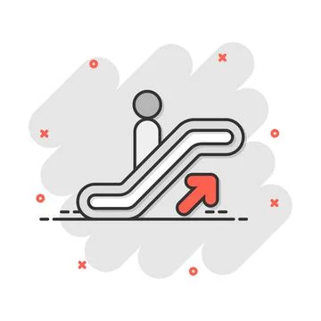 Vector cartoon escalator elevator icon in comic style. Escalator sign illustr Stock Illustration