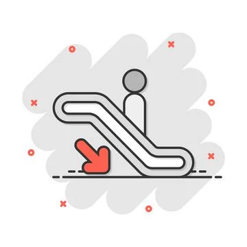 Vector cartoon escalator elevator icon in comic style. Escalator sign illustr Stock Illustration