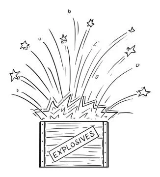 Vector Cartoon of Exploding Box with Explosives Illustrazione stock