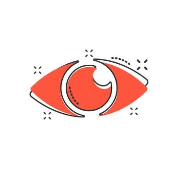 Vector cartoon eye icon in comic style. Eyeball look sign illustration pictog Stock Illustration