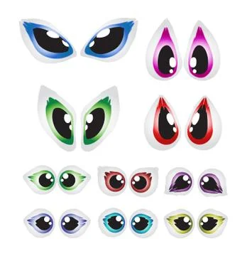 Vector cartoon eyes set isolated on white background Stock Illustration