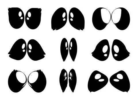 Vector cartoon eyes set isolated on white background Illustrazione stock