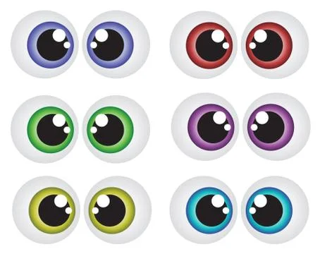 Vector cartoon eyes set isolated on white background Stock Illustration