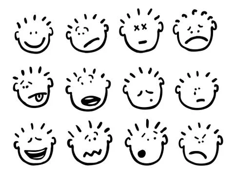 Vector cartoon faces and emotions Stock Illustration