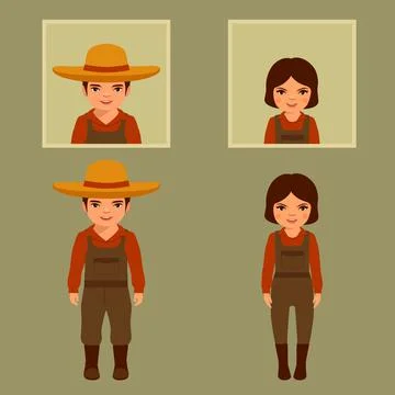 Vector cartoon farmer characters Stock Illustration