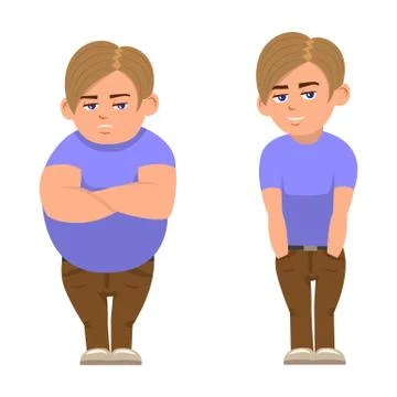 Vector cartoon fat full and sports boy Stock Illustration