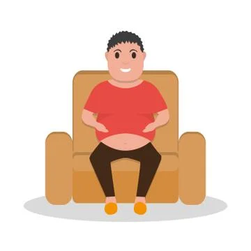 Vector cartoon fat man sitting in a armchair Stock Illustration
