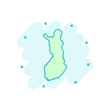 Vector cartoon Finland map icon in comic style. Finland sign illustration pic Stock Illustration