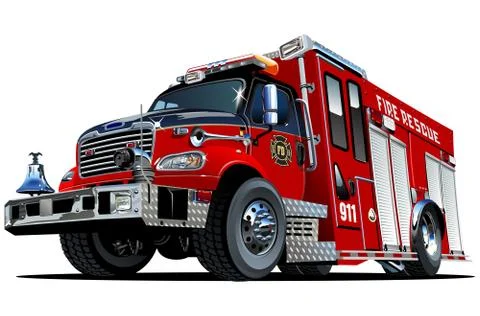 Vector Cartoon Fire Truck Stock Illustration