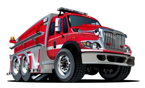Vector Cartoon Fire Truck Stock Illustration