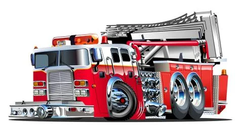 Vector Cartoon Fire Truck Stock Illustration