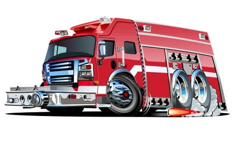 Vector Cartoon Fire Truck Stock Illustration