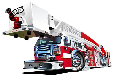 Vector Cartoon Fire Truck Stock Illustration