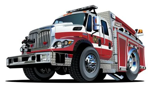 Vector Cartoon Fire Truck Stock Illustration