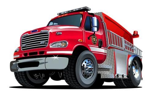 Vector Cartoon Fire Truck Stock Illustration