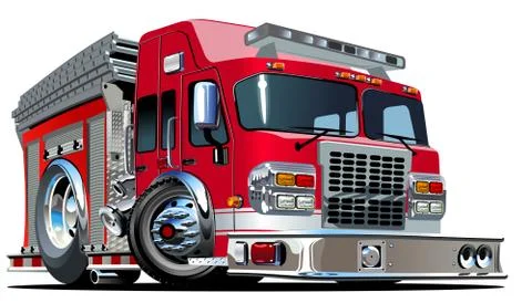 Vector Cartoon Fire Truck Stock Illustration