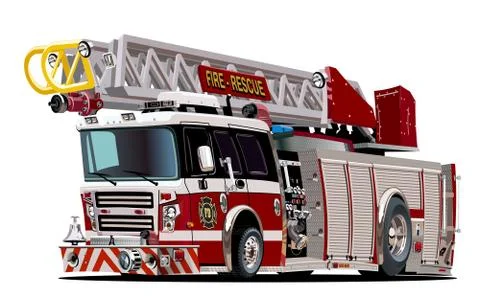 Vector Cartoon Fire Truck Stock Illustration