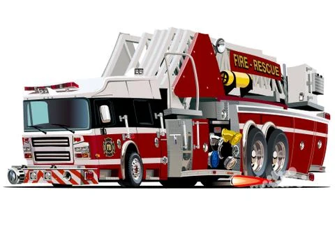 Vector Cartoon Fire Truck Stock Illustration