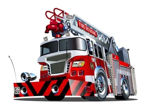 Vector cartoon firetruck Stock Illustration