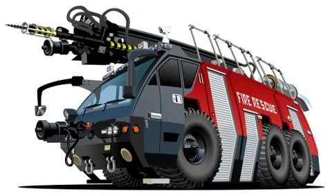 Vector cartoon firetruck Stock Illustration