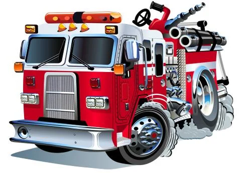 Vector cartoon firetruck Stock Illustration
