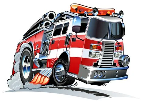 Vector cartoon firetruck Stock Illustration