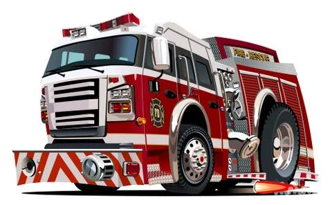 Vector cartoon firetruck Stock Illustration