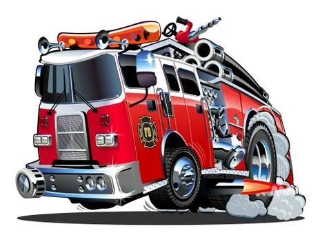 Vector cartoon firetruck Stock Illustration