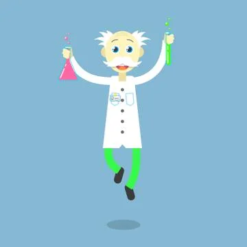 Vector cartoon flat art illustration of a dancing professor Stock Illustration