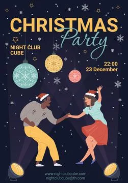 Vector cartoon flat characters dancing,young people celebrate Christmas New Year 스톡 일러스트