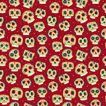 Vector cartoon flat Dead day seamless pattern Stock Illustration